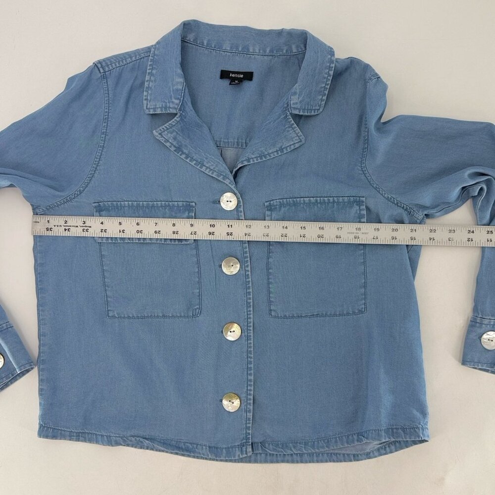 Kensie Long Sleeve Button Down Chambray Blouse Sz M Western Country Cowgirl - Picture 9 of 9